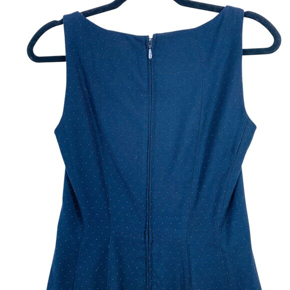 H&M fit and flare navy polka sleeveless dress sz 6 - Picture 10 of 12
